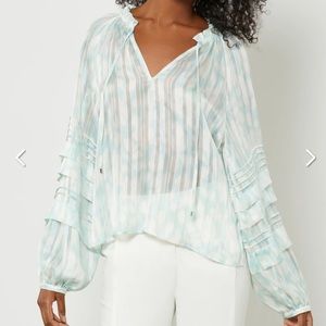 BCBGMAXAZRIA LONG SLEEVE TIE V-NECK TOP